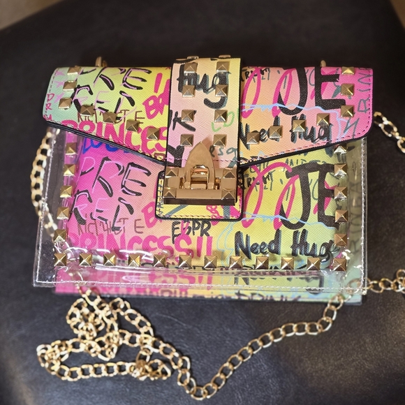 Fashion Bag Handbags - Graffiti Chain Shoulder Or Crossbody Bag